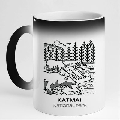 Vintage Katmai National Park Hike 11oz Black Color Changing Mug