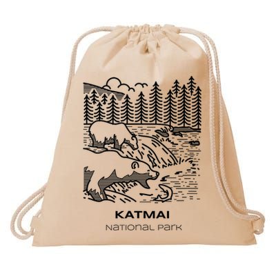 Vintage Katmai National Park Hike Drawstring Bag