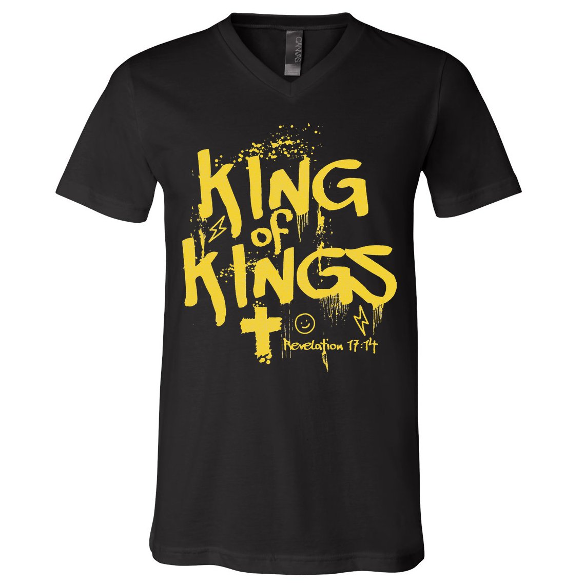 Vintage King Of Kings Graffiti Revelation 17 14 Jesus Faith V-Neck T-Shirt