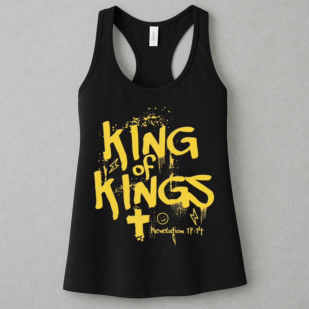 Vintage King Of Kings Graffiti Revelation 17 14 Jesus Faith Womens Tank Top