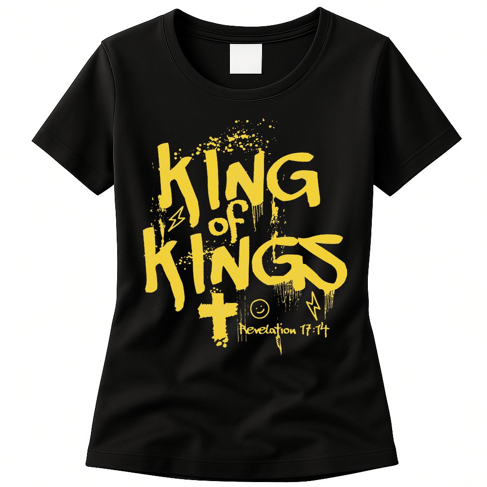 Vintage King Of Kings Graffiti Revelation 17 14 Jesus Faith Womens T-Shirt