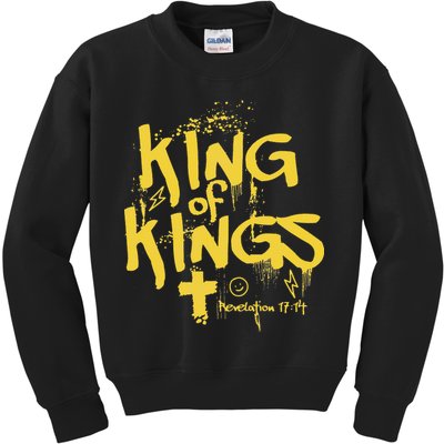 Vintage King Of Kings Graffiti Revelation 17 14 Jesus Faith Kids Sweatshirt