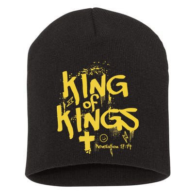 Vintage King Of Kings Graffiti Revelation 17 14 Jesus Faith Short Acrylic Beanie