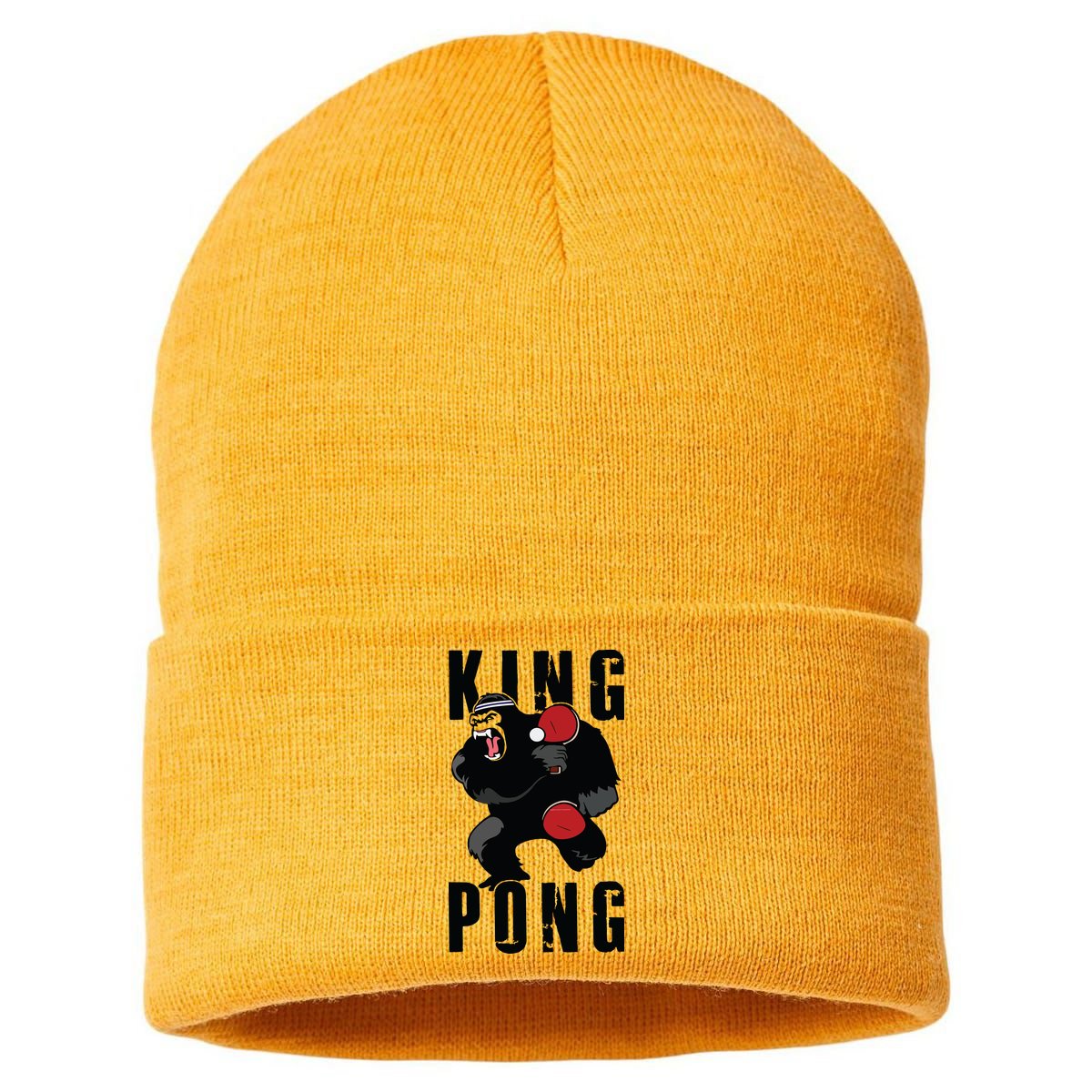 Vintage King Pong Ping Pong Table Tennis Player Game Gift Sustainable Knit Beanie