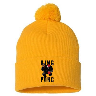 Vintage King Pong Ping Pong Table Tennis Player Game Gift Pom Pom 12in Knit Beanie