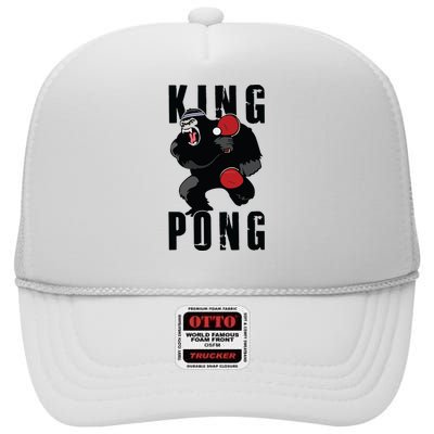 Vintage King Pong Ping Pong Table Tennis Player Game Gift High Crown Mesh Back Trucker Hat