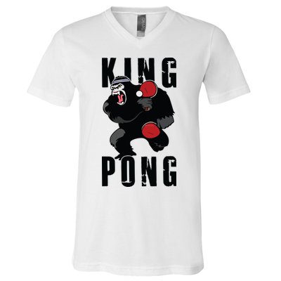 Vintage King Pong Ping Pong Table Tennis Player Game Gift V-Neck T-Shirt