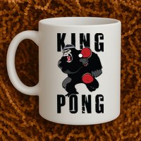 Vintage King Pong Ping Pong Table Tennis Player Game Gift Mug