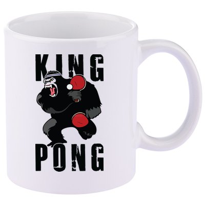 Vintage King Pong Ping Pong Table Tennis Player Game Gift 11oz C Handle Ceramic Mug