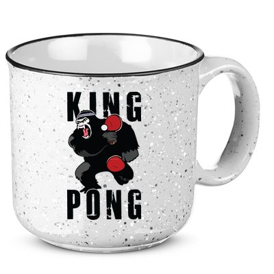Vintage King Pong Ping Pong Table Tennis Player Game Gift 15oz Campfire Ceramic Mug