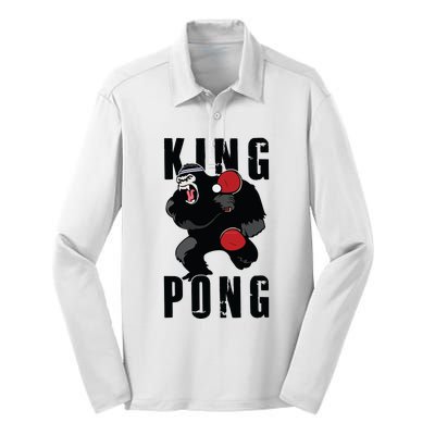 Vintage King Pong Ping Pong Table Tennis Player Game Gift Silk Touch Performance Long Sleeve Polo