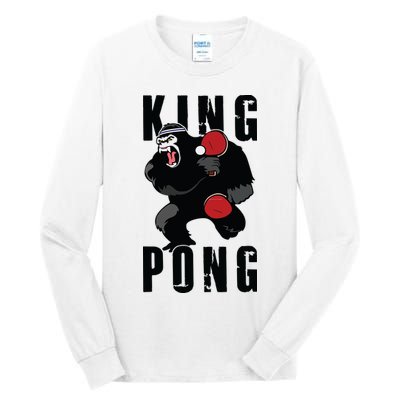 Vintage King Pong Ping Pong Table Tennis Player Game Gift Tall Long Sleeve T-Shirt