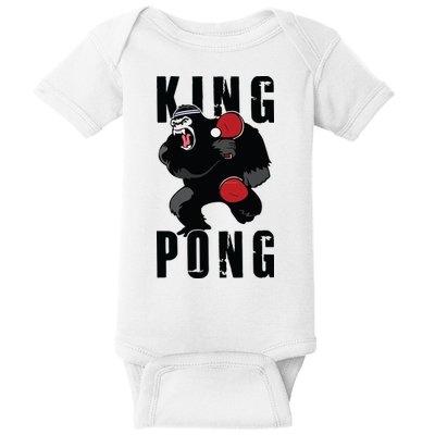Vintage King Pong Ping Pong Table Tennis Player Game Gift Baby Bodysuit