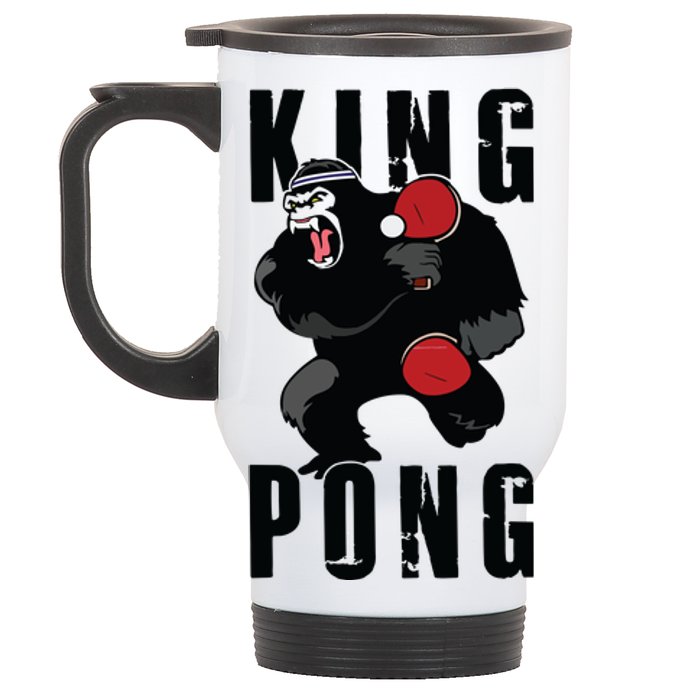 Vintage King Pong Ping Pong Table Tennis Player Game Gift Stainless Steel Travel Mug