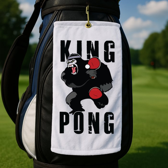Vintage King Pong Ping Pong Table Tennis Player Game Gift Golf Towel