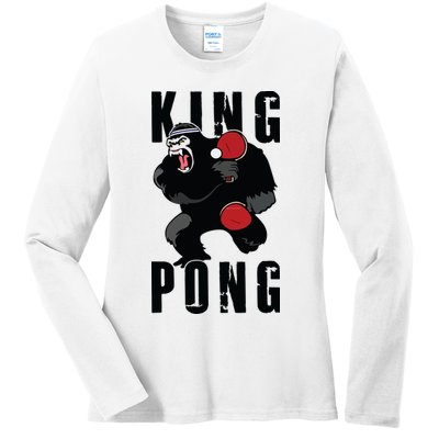 Vintage King Pong Ping Pong Table Tennis Player Game Gift Ladies Long Sleeve Shirt