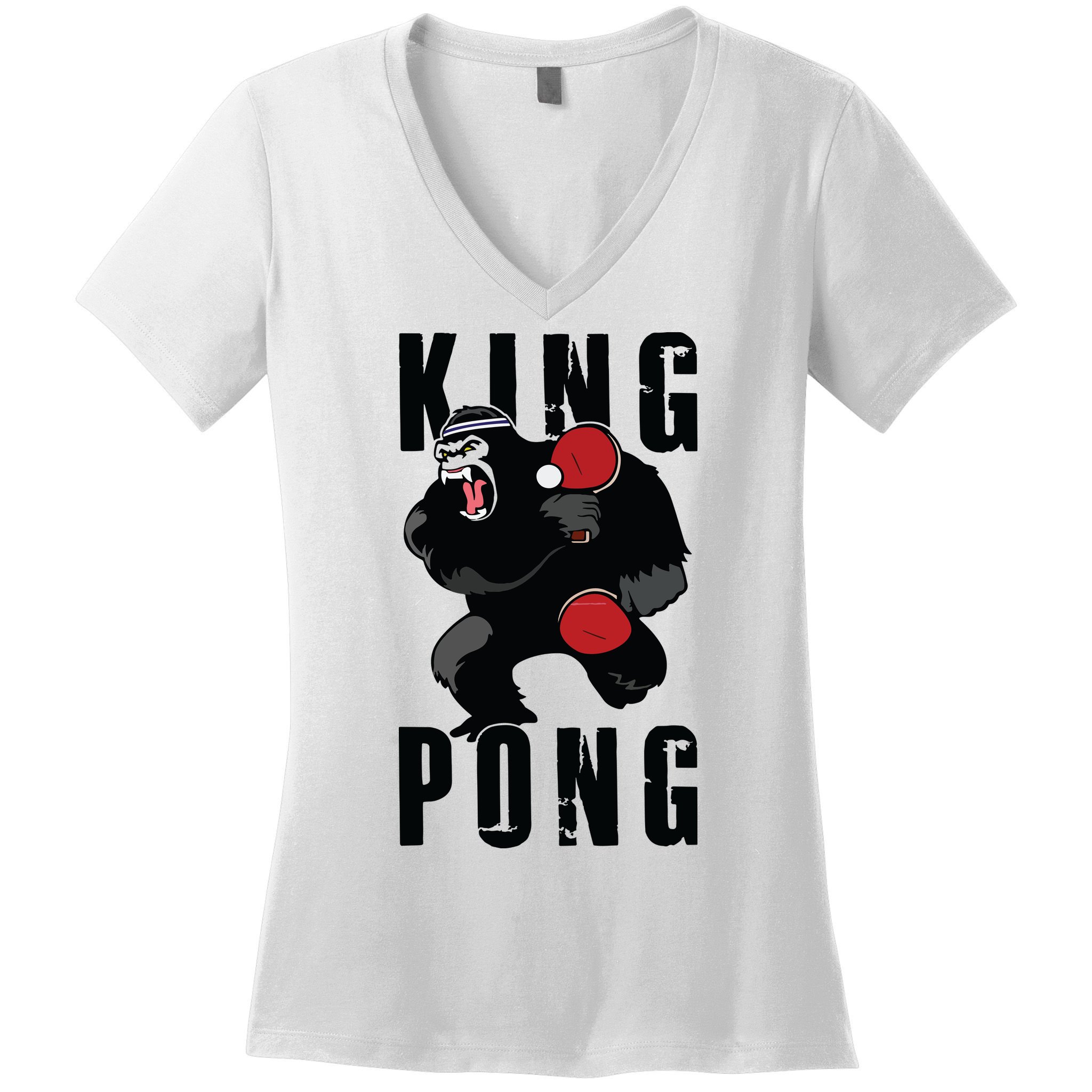 Vintage King Pong Ping Pong Table Tennis Player Game Gift Women's V-Neck T-Shirt