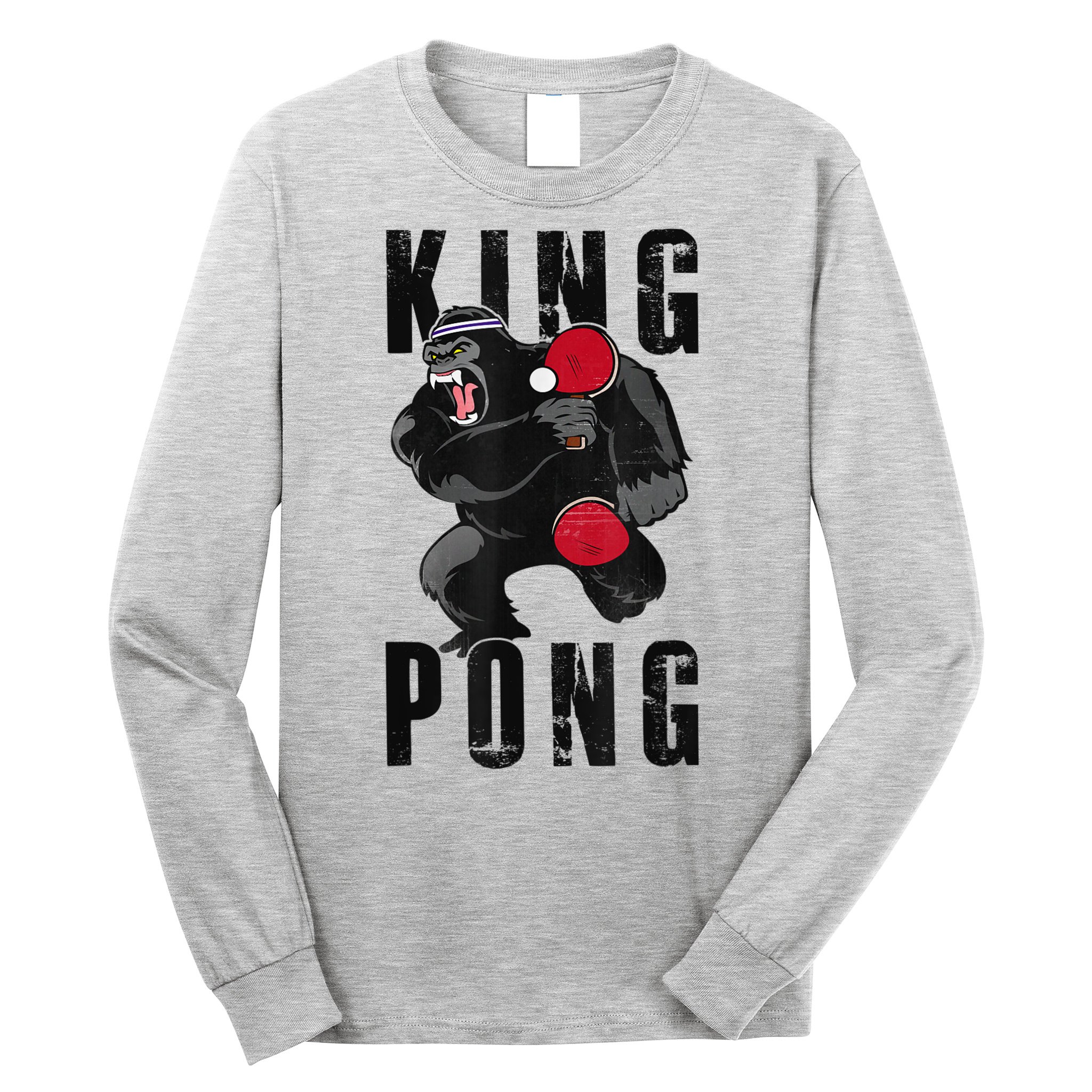 Vintage King Pong Ping Pong Table Tennis Player Game Long Sleeve Shirt