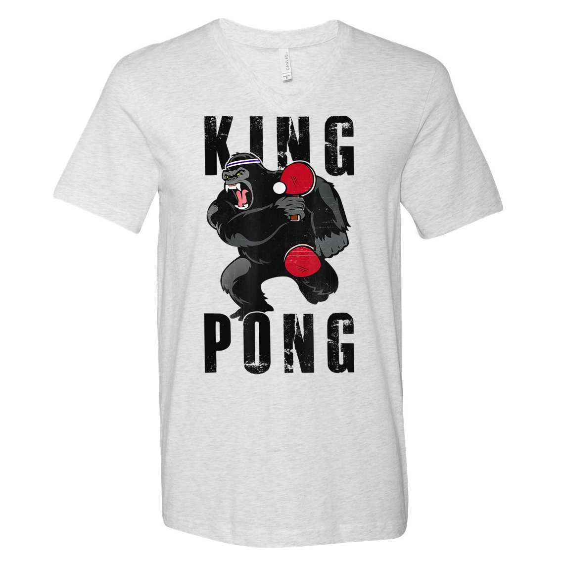 Vintage King Pong Ping Pong Table Tennis Player Game V-Neck T-Shirt