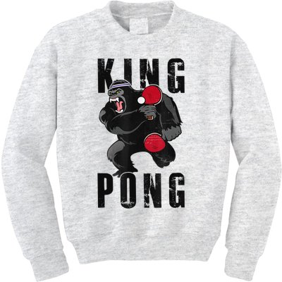 Vintage King Pong Ping Pong Table Tennis Player Game Kids Sweatshirt