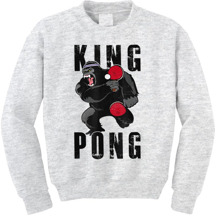 Vintage King Pong Ping Pong Table Tennis Player Game Kids Sweatshirt