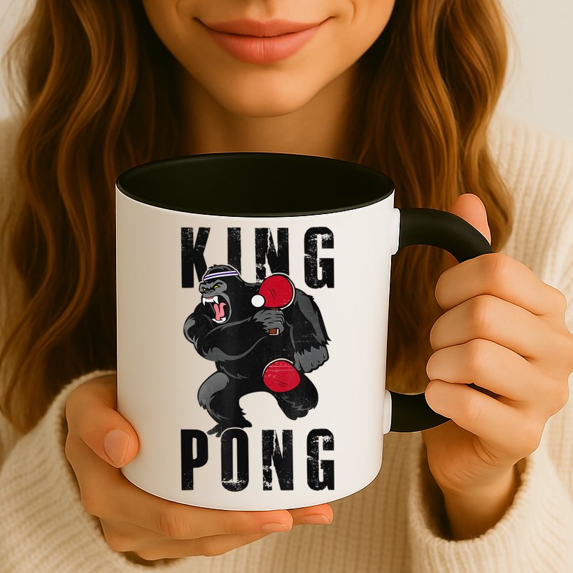 Vintage King Pong Ping Pong Table Tennis Player Game Mug