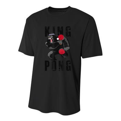 Vintage King Pong Ping Pong Table Tennis Player Game Youth Performance Sprint T-Shirt