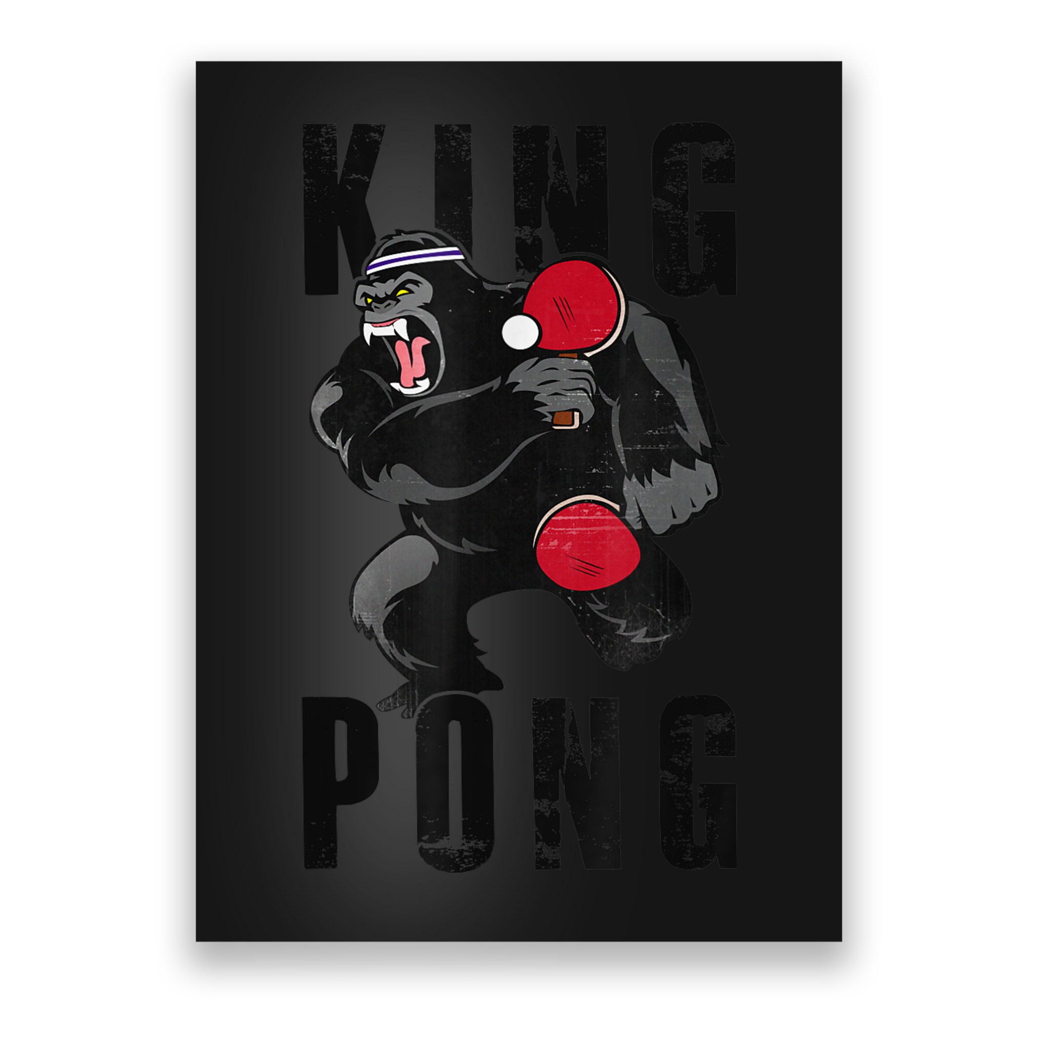 Vintage King Pong Ping Pong Table Tennis Player Game Poster