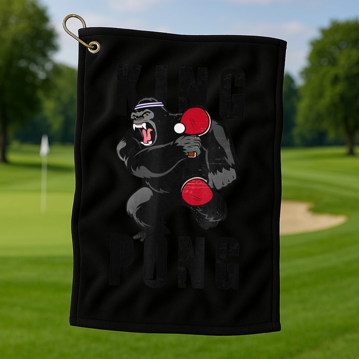 Vintage King Pong Ping Pong Table Tennis Player Game Golf Towel