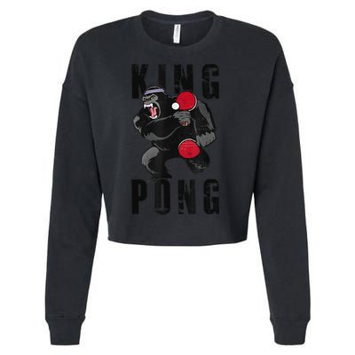 Vintage King Pong Ping Pong Table Tennis Player Game Cropped Pullover Crew