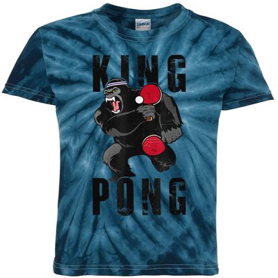 Vintage King Pong Ping Pong Table Tennis Player Game Kids Tie-Dye T-Shirt