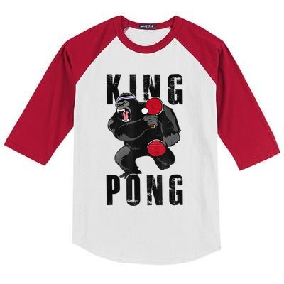 Vintage King Pong Ping Pong Table Tennis Player Game Kids Colorblock Raglan Jersey