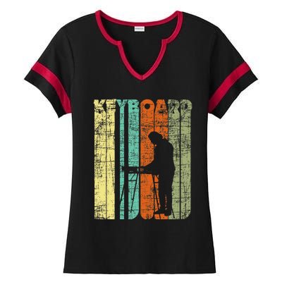 Vintage Keyboard Player Keyboardist Keyboarder Pianist Ladies Halftime Notch Neck Tee