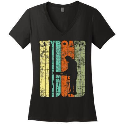 Vintage Keyboard Player Keyboardist Keyboarder Pianist Women's V-Neck T-Shirt