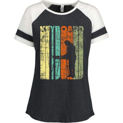 Vintage Keyboard Player Keyboardist Keyboarder Pianist Enza Ladies Jersey Colorblock Tee