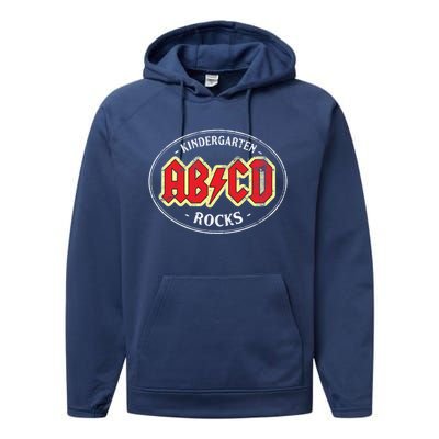 Vintage Kindergarten Rocks Dark Essential Performance Fleece Hoodie