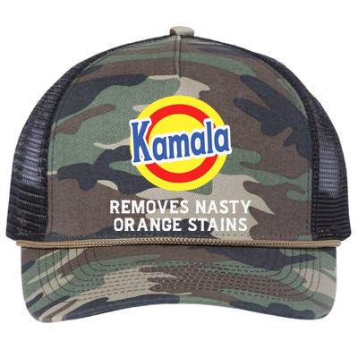 Vote Kamala Removes Nasty Orange Stains Detergent Funny Retro Rope Trucker Hat Cap