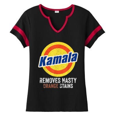 Vote Kamala Removes Nasty Orange Stains Funny Ladies Halftime Notch Neck Tee