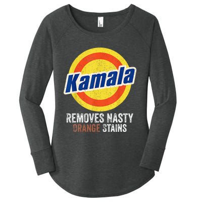 Vote Kamala Removes Nasty Orange Stains Funny Women's Perfect Tri Tunic Long Sleeve Shirt