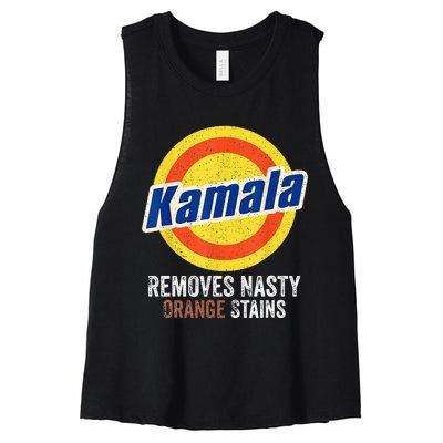 Vote Kamala Removes Nasty Orange Stains Funny Women's Racerback Cropped Tank