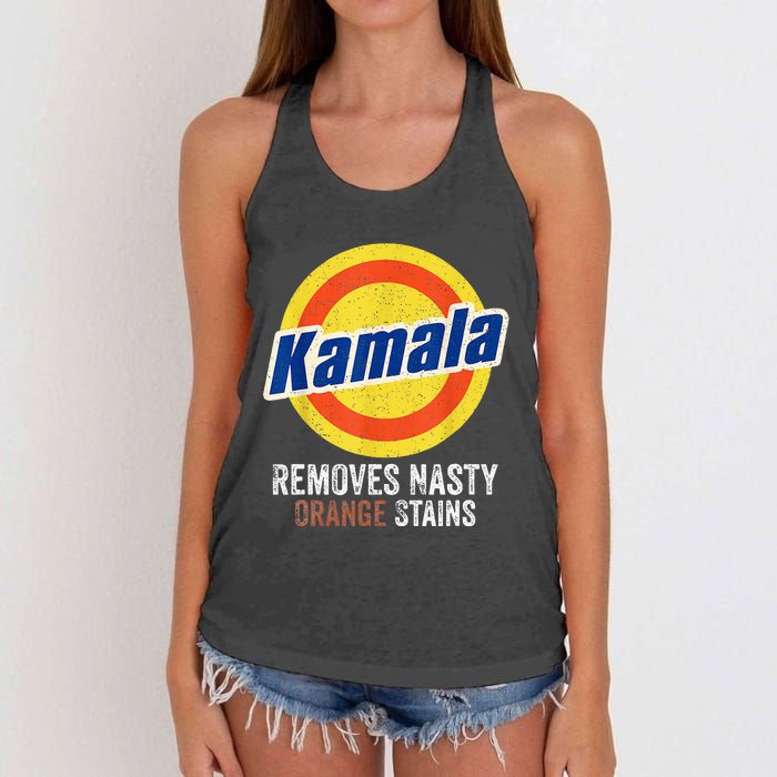 Vote Kamala Removes Nasty Orange Stains Funny Women's Knotted Racerback Tank