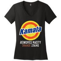 Vote Kamala Removes Nasty Orange Stains Funny Women's V-Neck T-Shirt