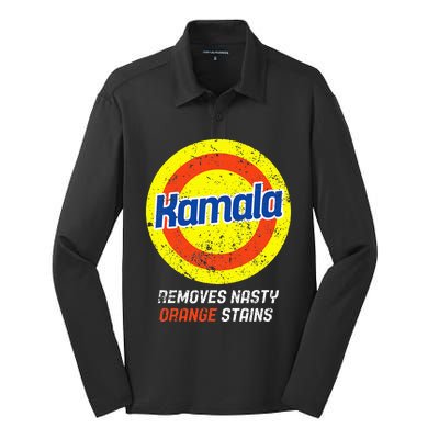 Vote Kamala Removes Nasty Orange Stains Funny Vintage Silk Touch Performance Long Sleeve Polo