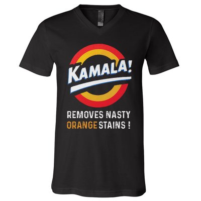 Vote Kamala Removes Nasty Orange Stains Funny V-Neck T-Shirt