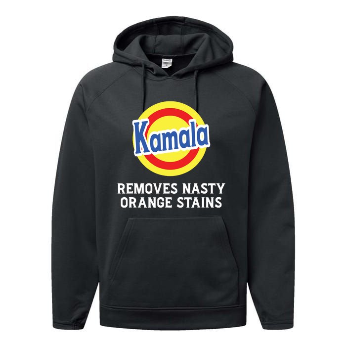 Vote Kamala Removes Nasty Orange Stains Detergent Funny Performance Fleece Hoodie