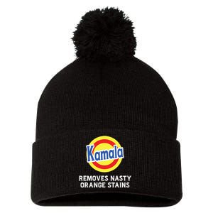 Vote Kamala Removes Nasty Orange Stains Detergent Funny Pom Pom 12in Knit Beanie