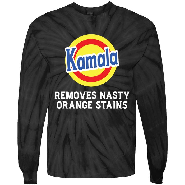 Vote Kamala Removes Nasty Orange Stains Detergent Funny Tie-Dye Long Sleeve Shirt