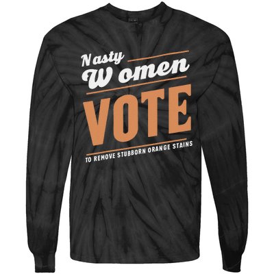 Vote Kamala Removes Nasty Orange Stains Funny Tie-Dye Long Sleeve Shirt