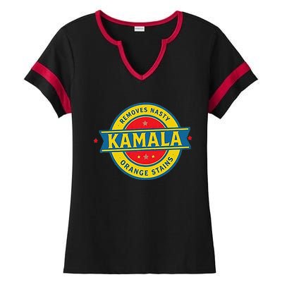 Vote Kamala Removes Nasty Orange Stains Funny Ladies Halftime Notch Neck Tee