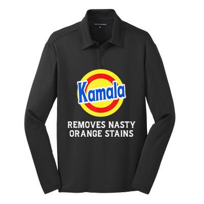 Vote Kamala Removes Nasty Orange Stains Detergent Silk Touch Performance Long Sleeve Polo